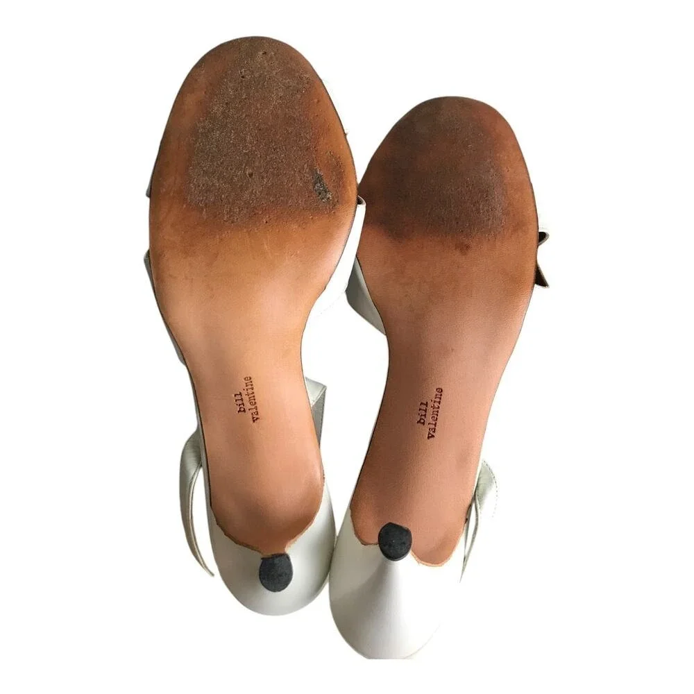 Bill Valentine Sandals Womens 7 White Leather Slingback Crisscross Stiletto Heel